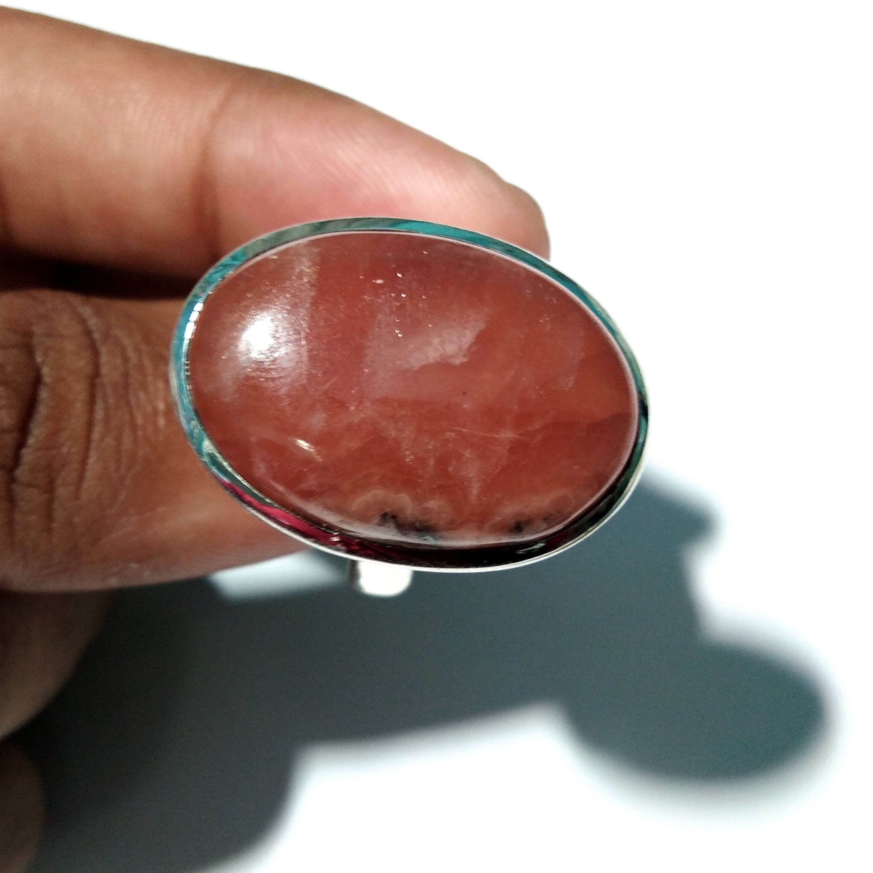 Rhodochrosite Rings ! Good Making Nice Design Rhodochrosite Cabochon Ring, 925 Sterling Silver With Natural Gemstone Ring, For Girls & Women